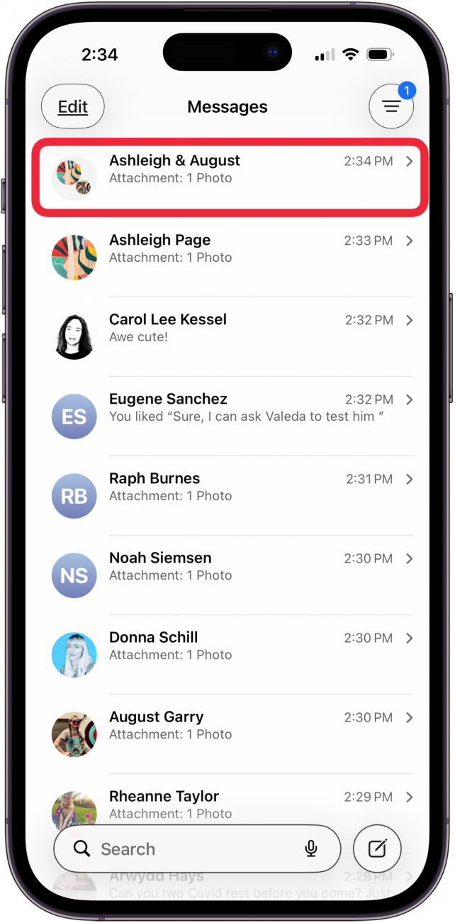tap group message to open