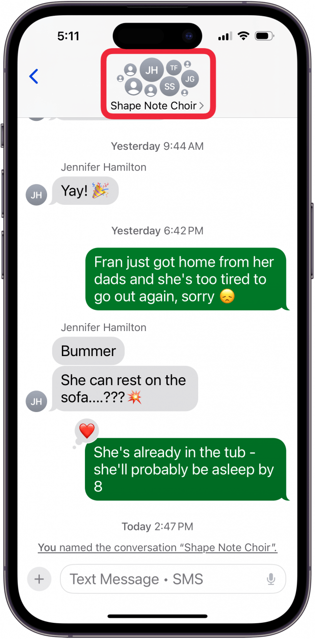 tap group chat name to change