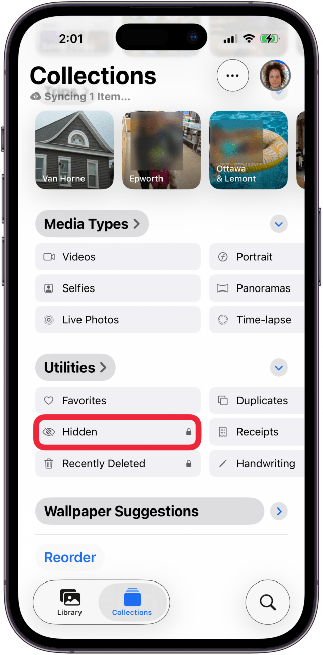 tap Hidden under Utilities tap Hidden under Utilities
