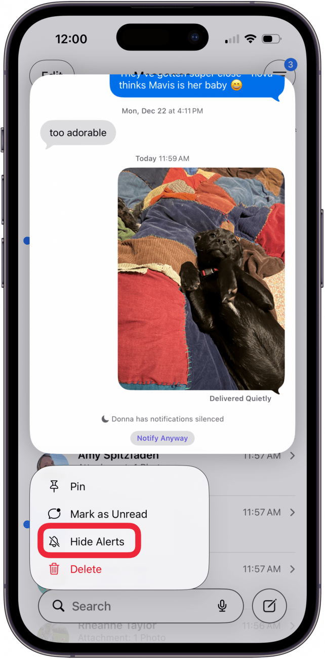 tap hide alerts in menu tap hide alerts in menu