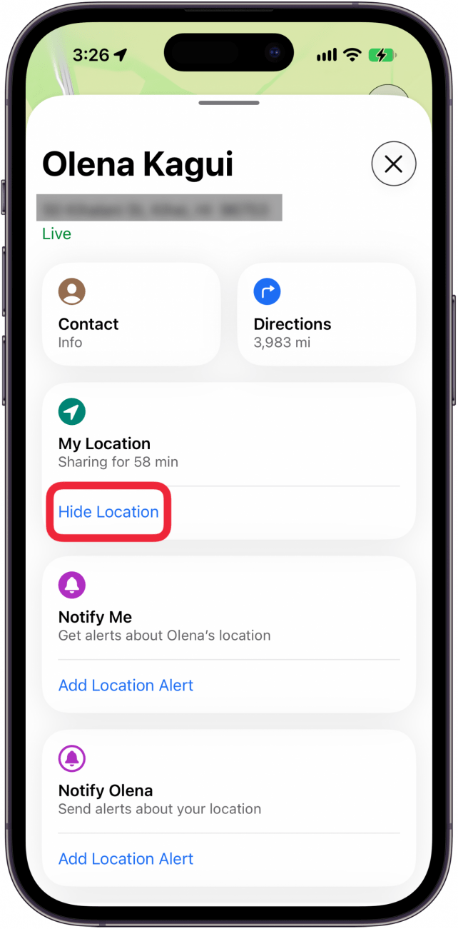 tap hide location