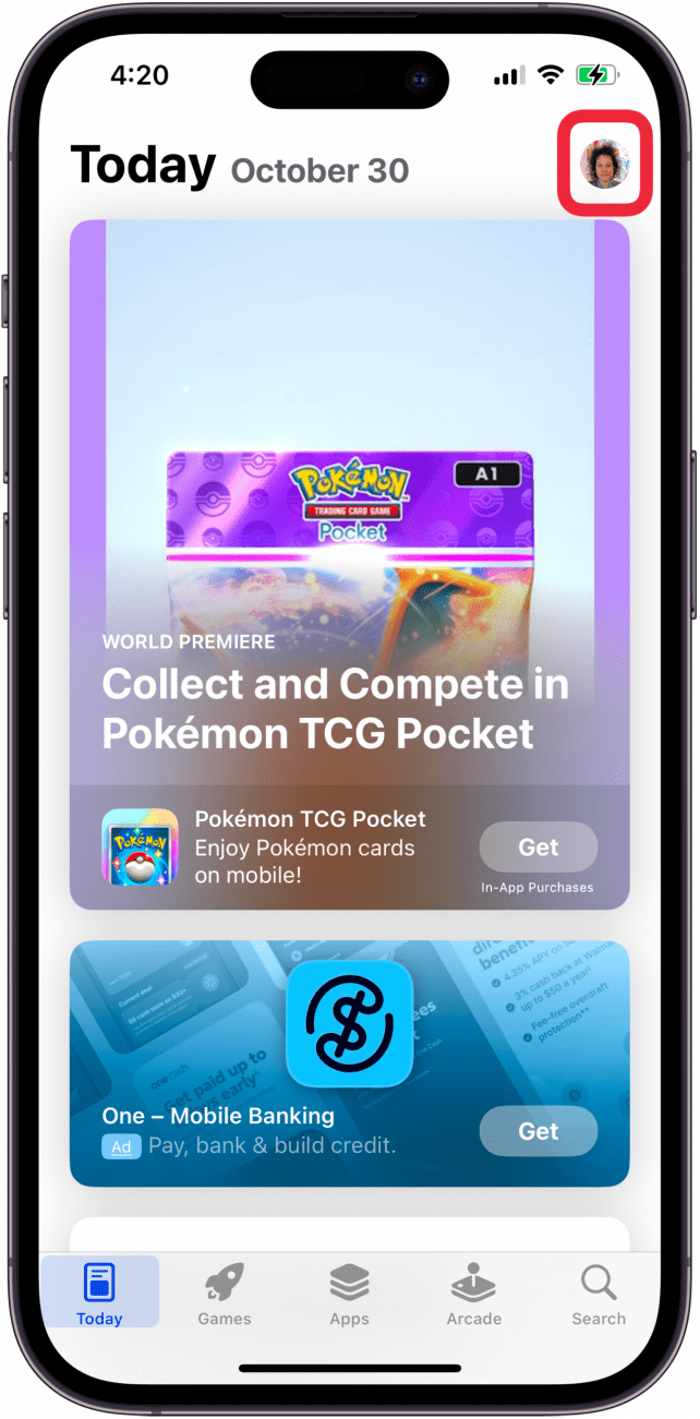 tap icon in app store