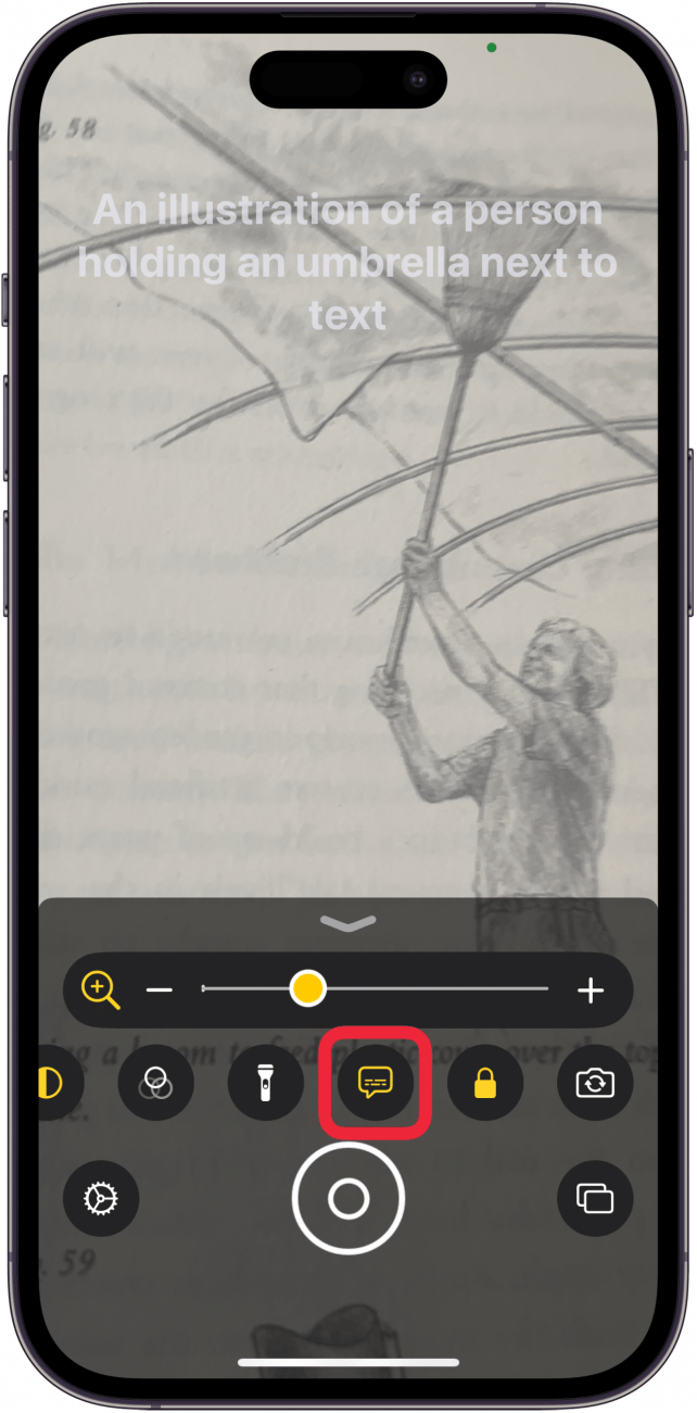 tap image descriptions icon to see text description of screen