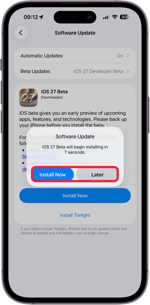 tap install now or later