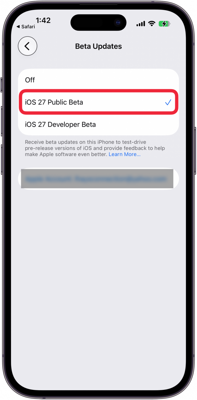 tap ios 27 public beta