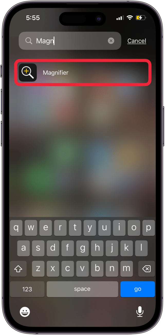 tap ipad or iphone magnifier app to open
