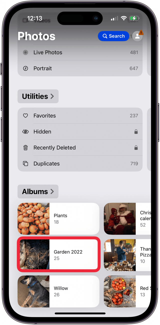 tap iphone album to share to android