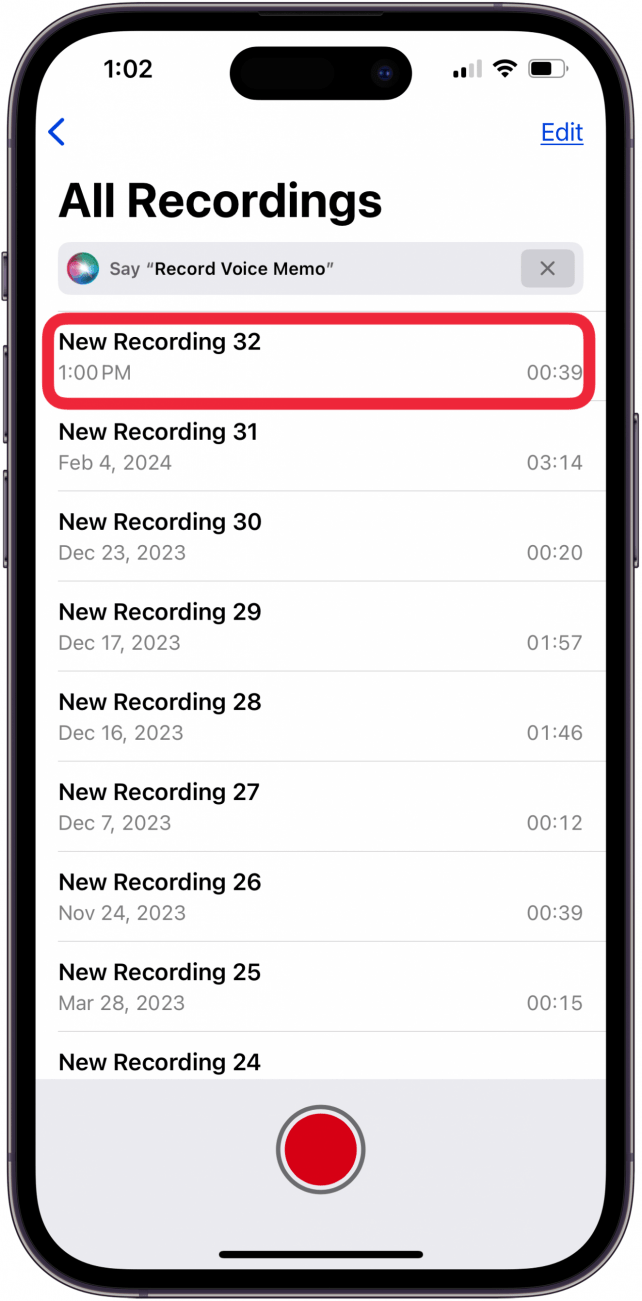 tap iphone voice memo to transcribe