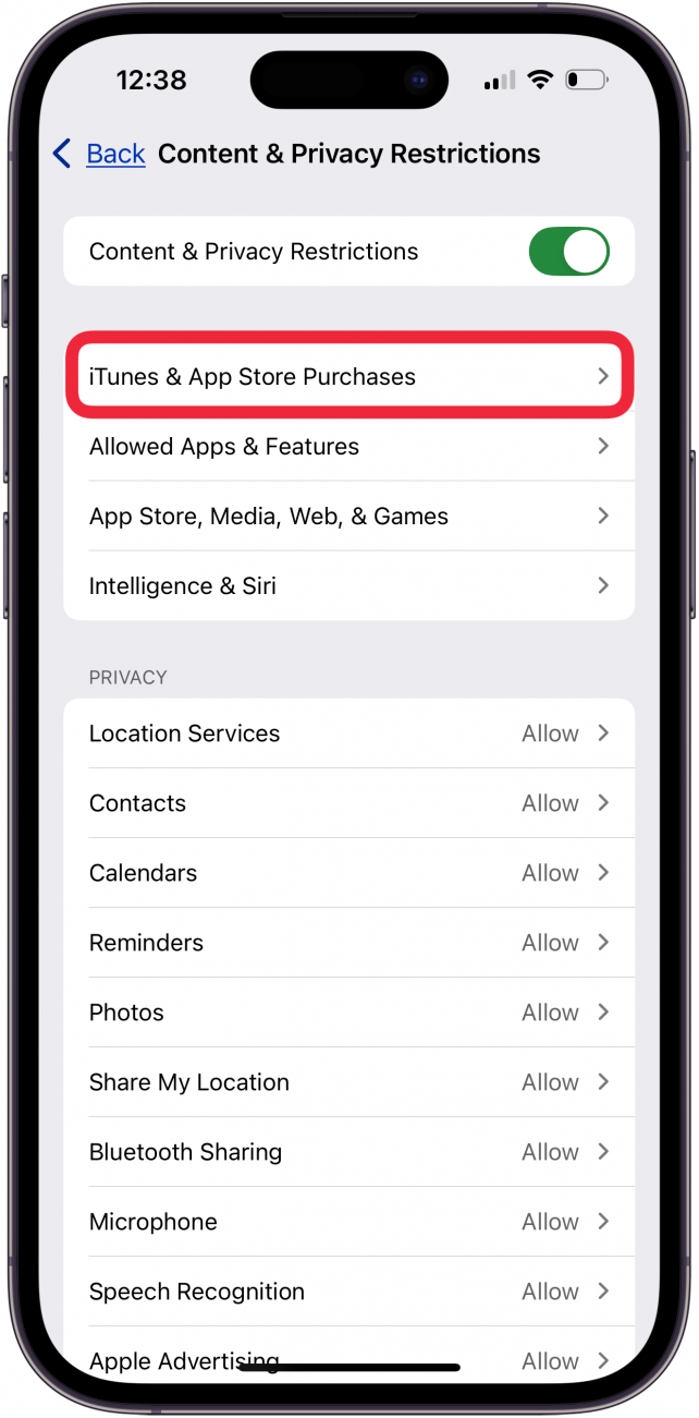 tap itunes and app store purchases