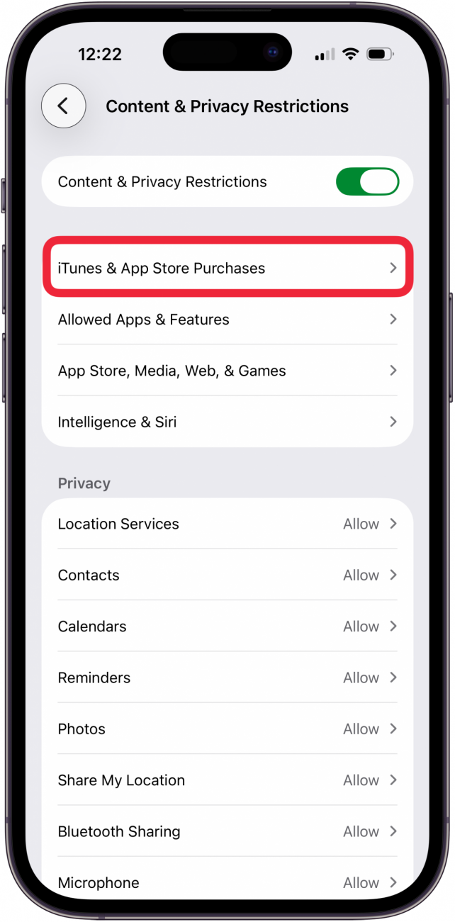tap itunes and app store purchases