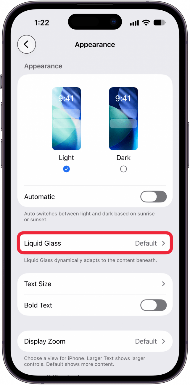 tap liquid glass