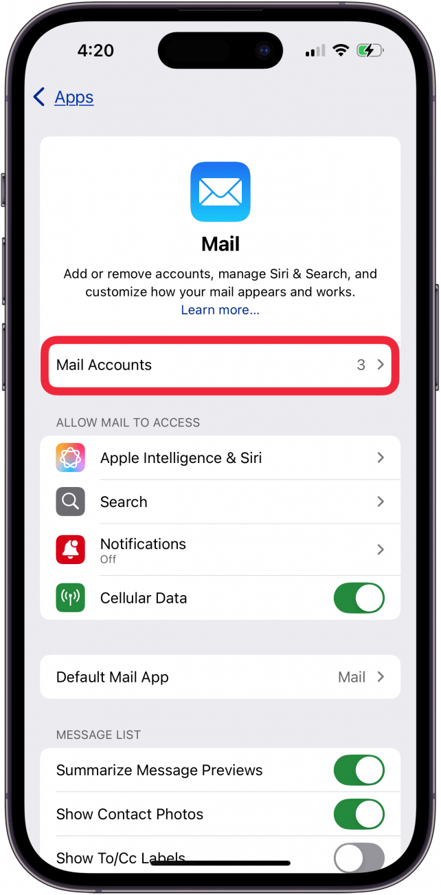 tap mail accounts