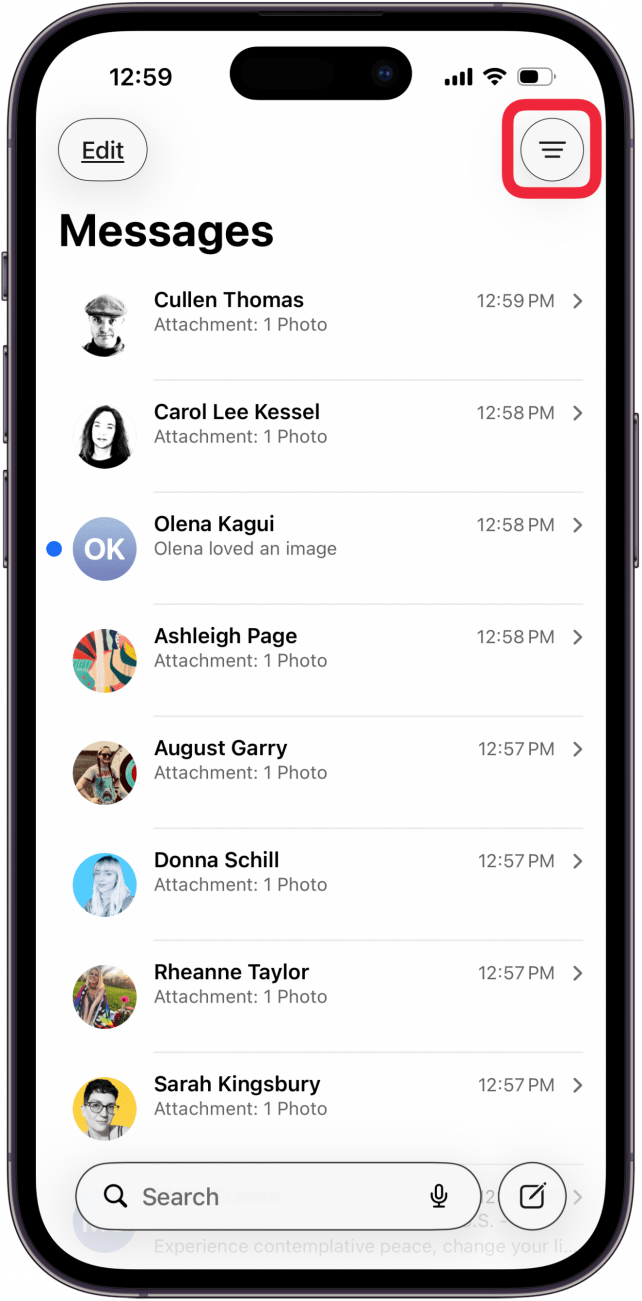 tap menu icon in messages app tap menu icon in messages app