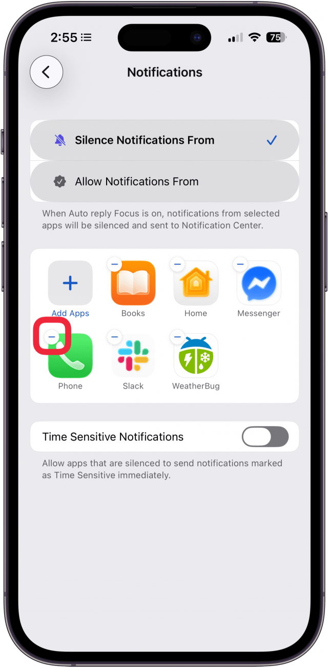 tap minus sign by phone app icon