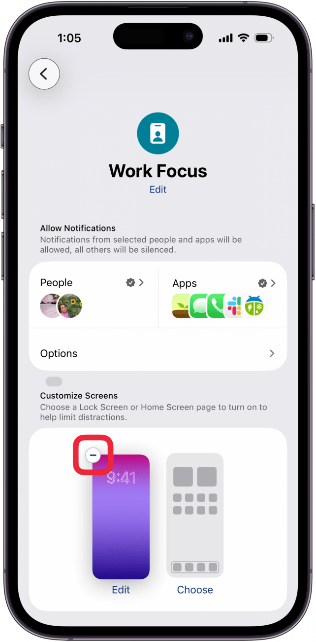 tap minus sign to get rid of focus lock screen