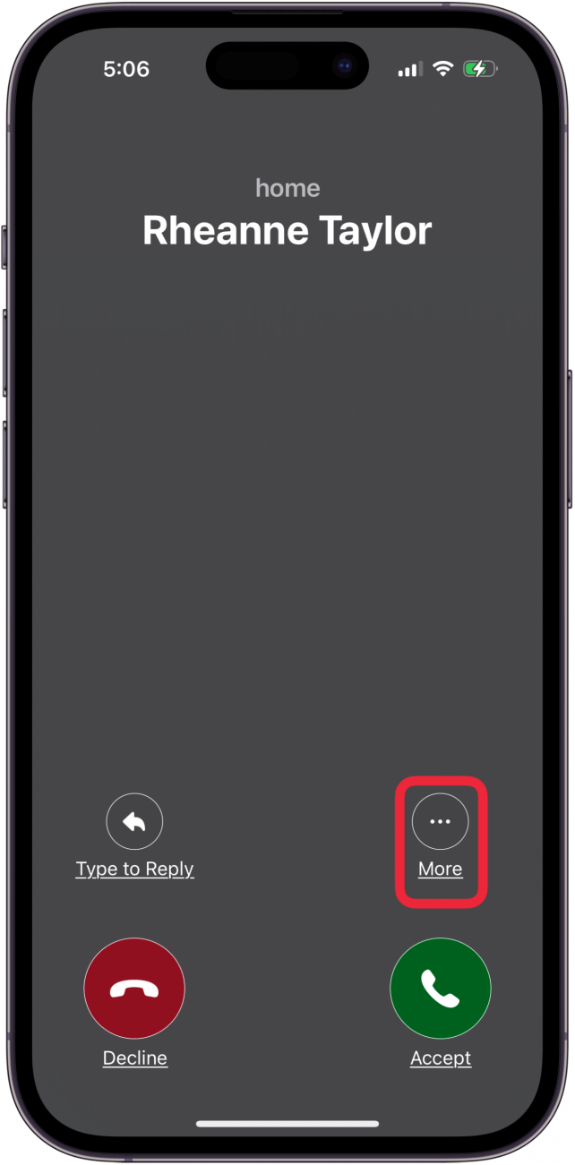 tap more icon in call