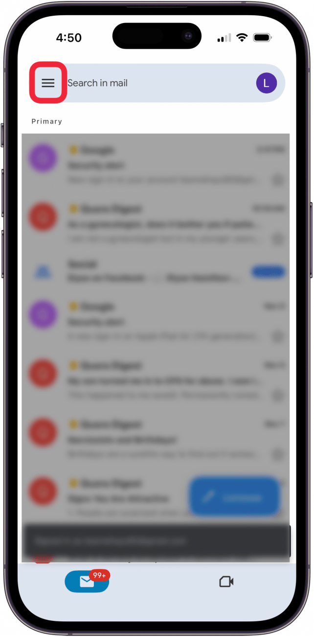 tap more icon in gmail app tap more icon in gmail app