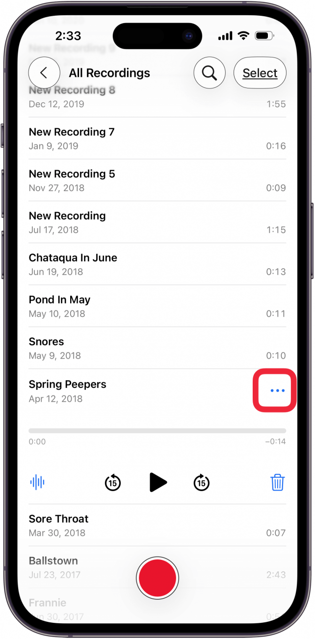 tap more icon next to voice memo tap more icon next to voice memo