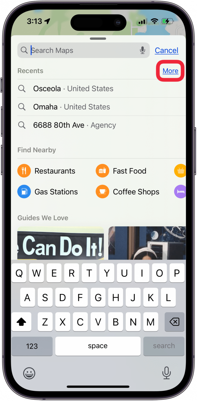 tap more to see all apple map history