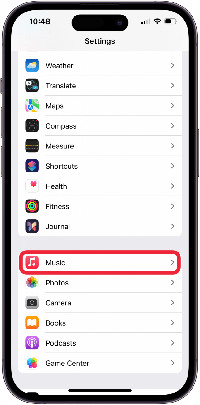 tap music in iphone settings tap music in iphone settings