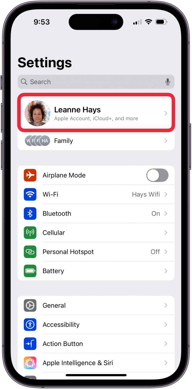tap name in banner at top of page