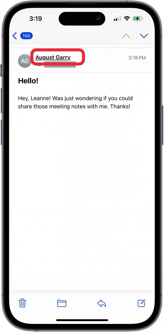 tap name of sender you want to block