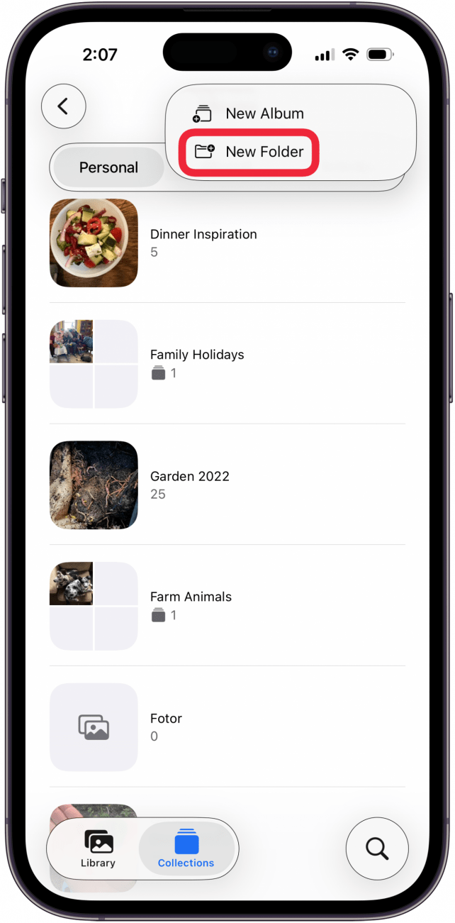 tap new folder