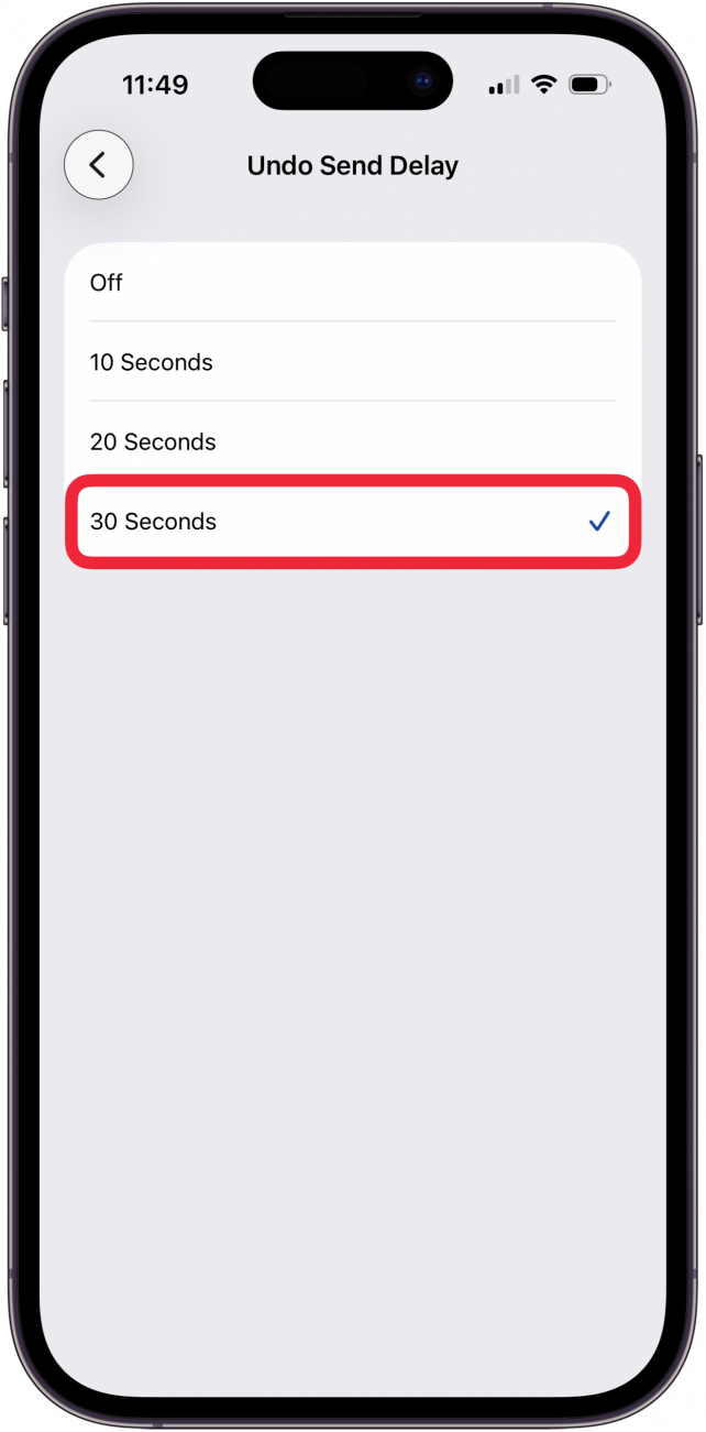 tap number of seconds you have to unsend an email