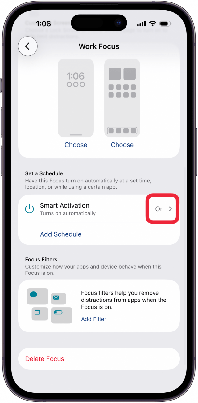 tap on next to smart activation
