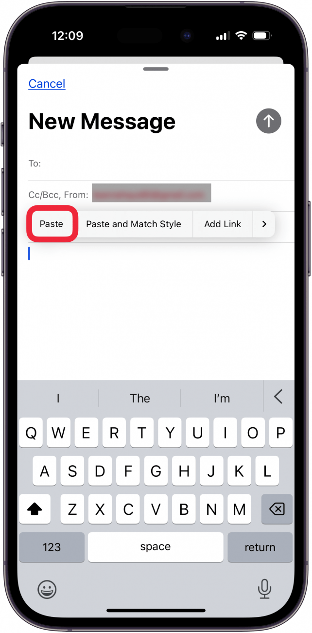 tap paste to add icloud shared album android link