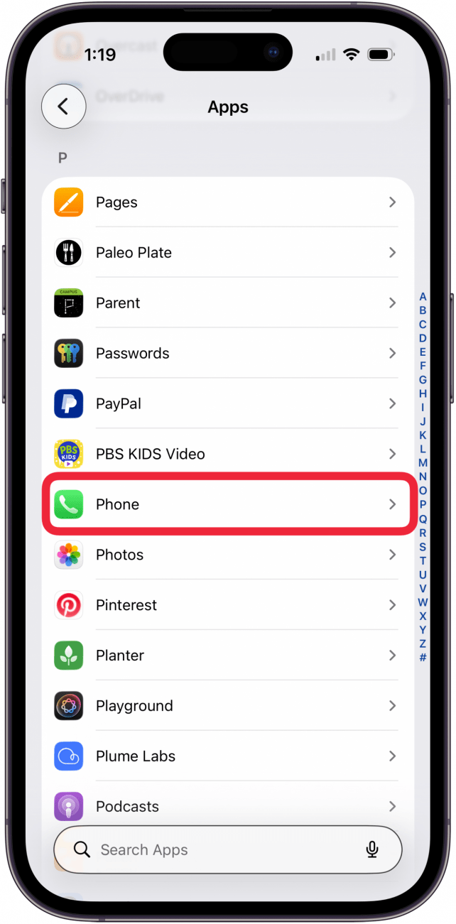 tap phone in apps