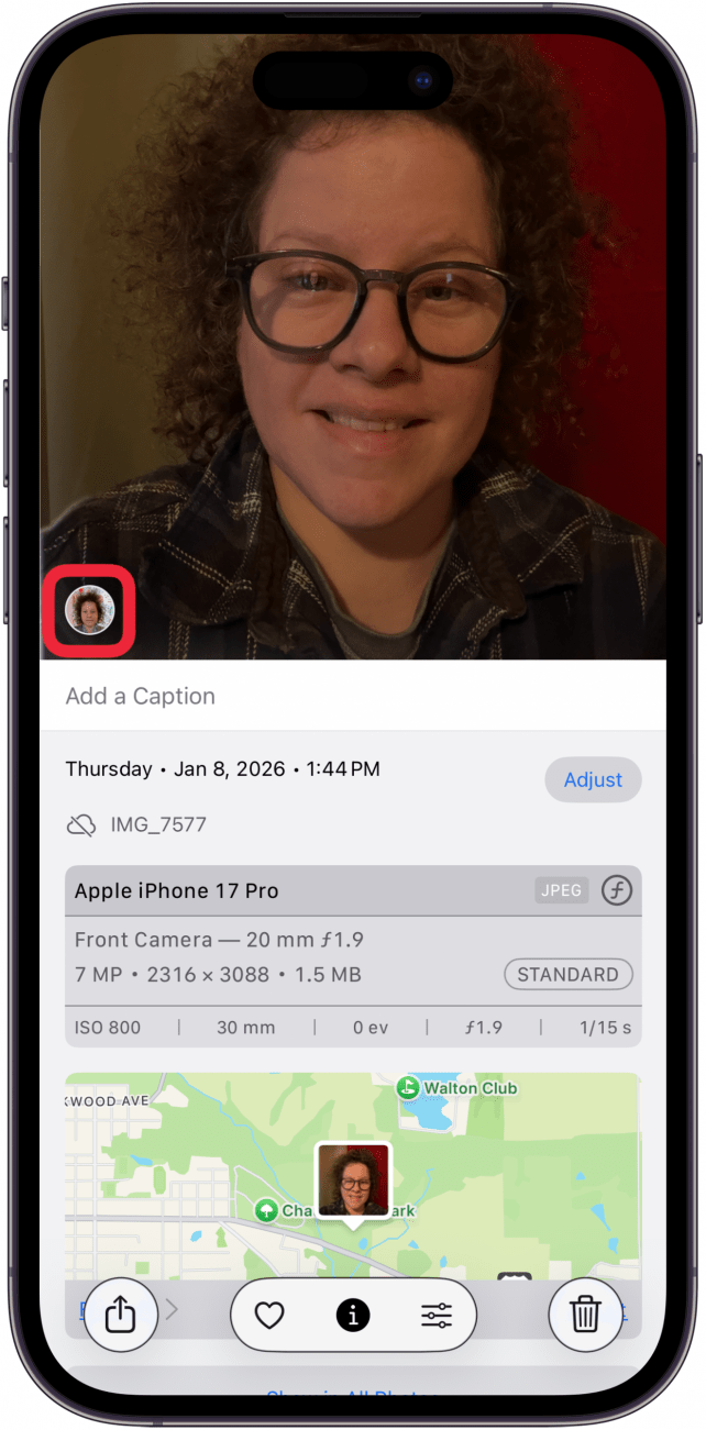 tap photo icon of person