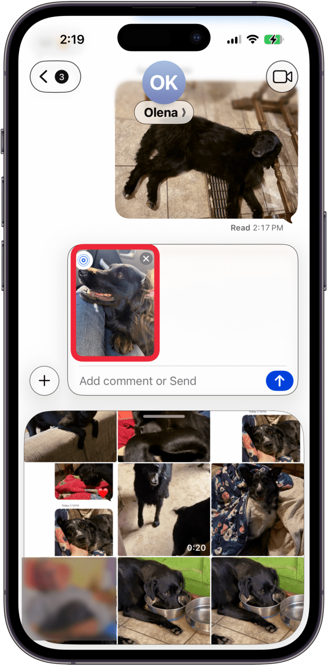 tap photo in the message