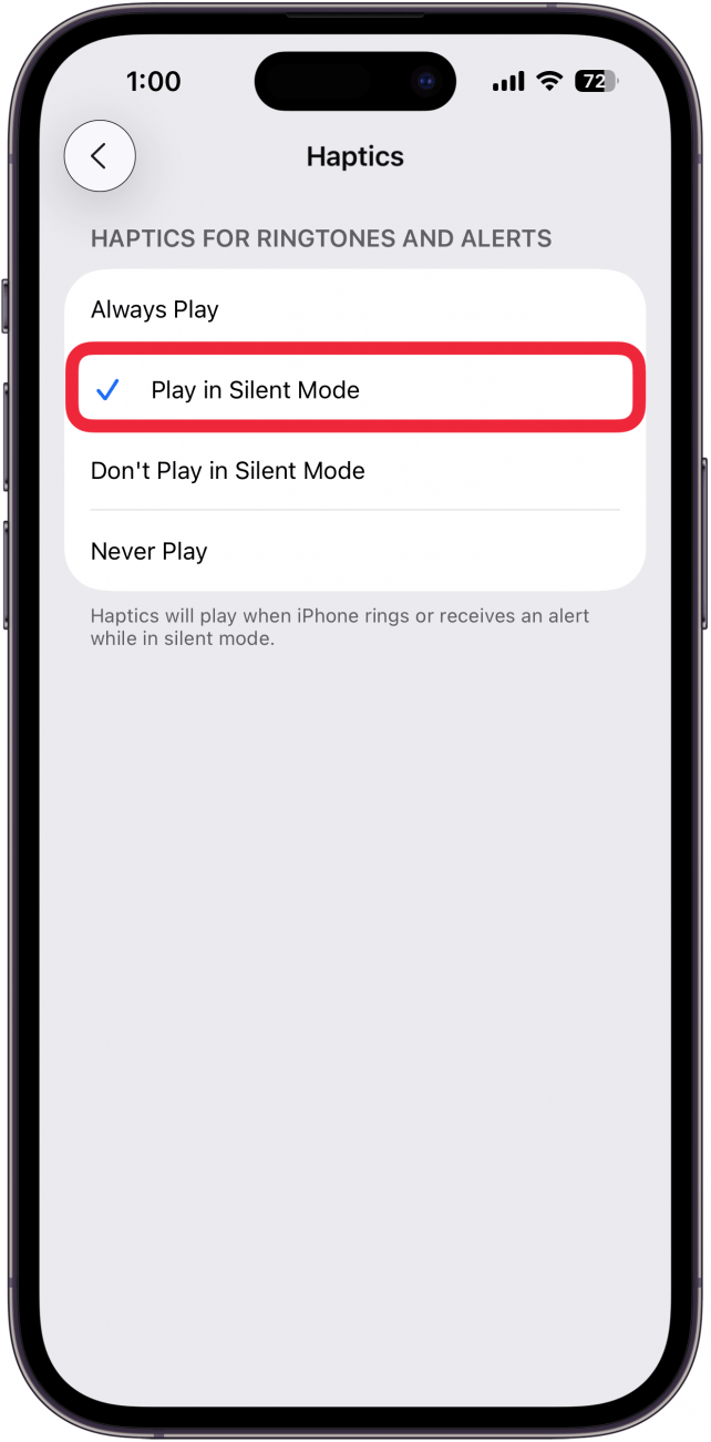 tap play in silent mode