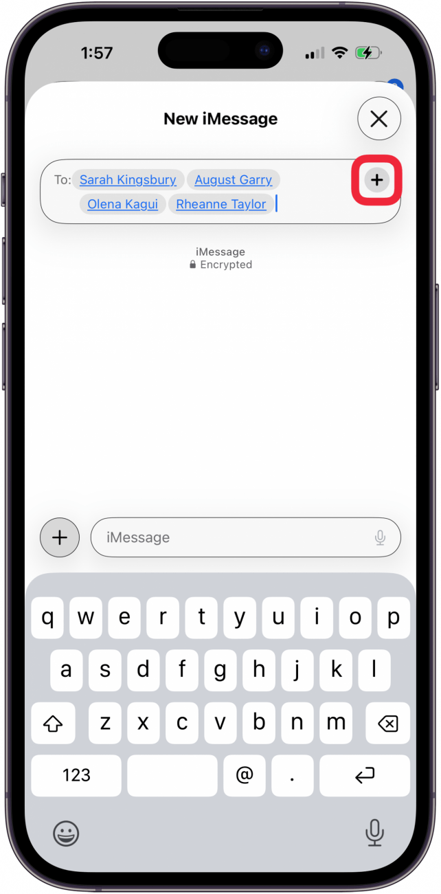 tap plus icon to add more people to group text tap plus icon to add more people to group text