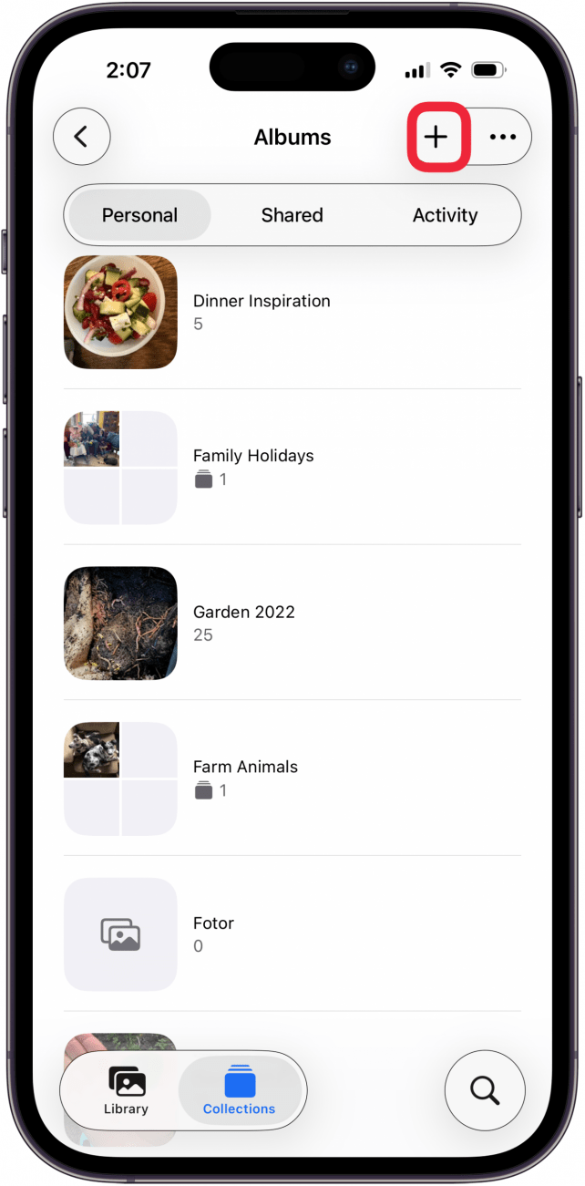 tap plus icon to add photo