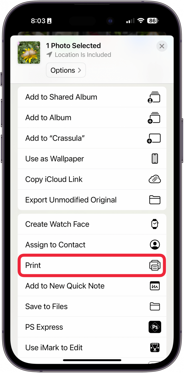 tap print to print from iphone