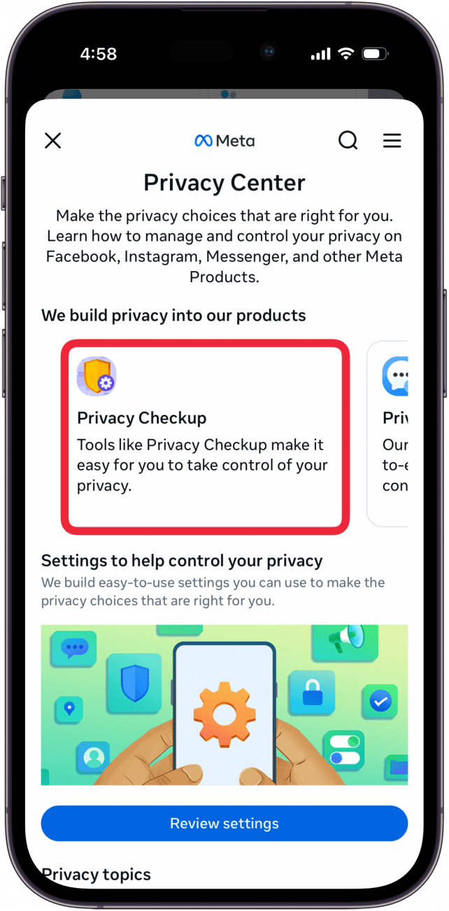 tap privacy checkup in facebook privacy center tap privacy checkup in facebook privacy center