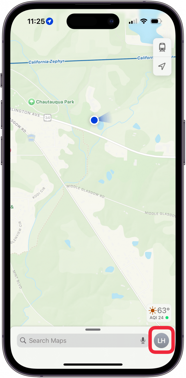 tap profile icon to see downloaded apple maps