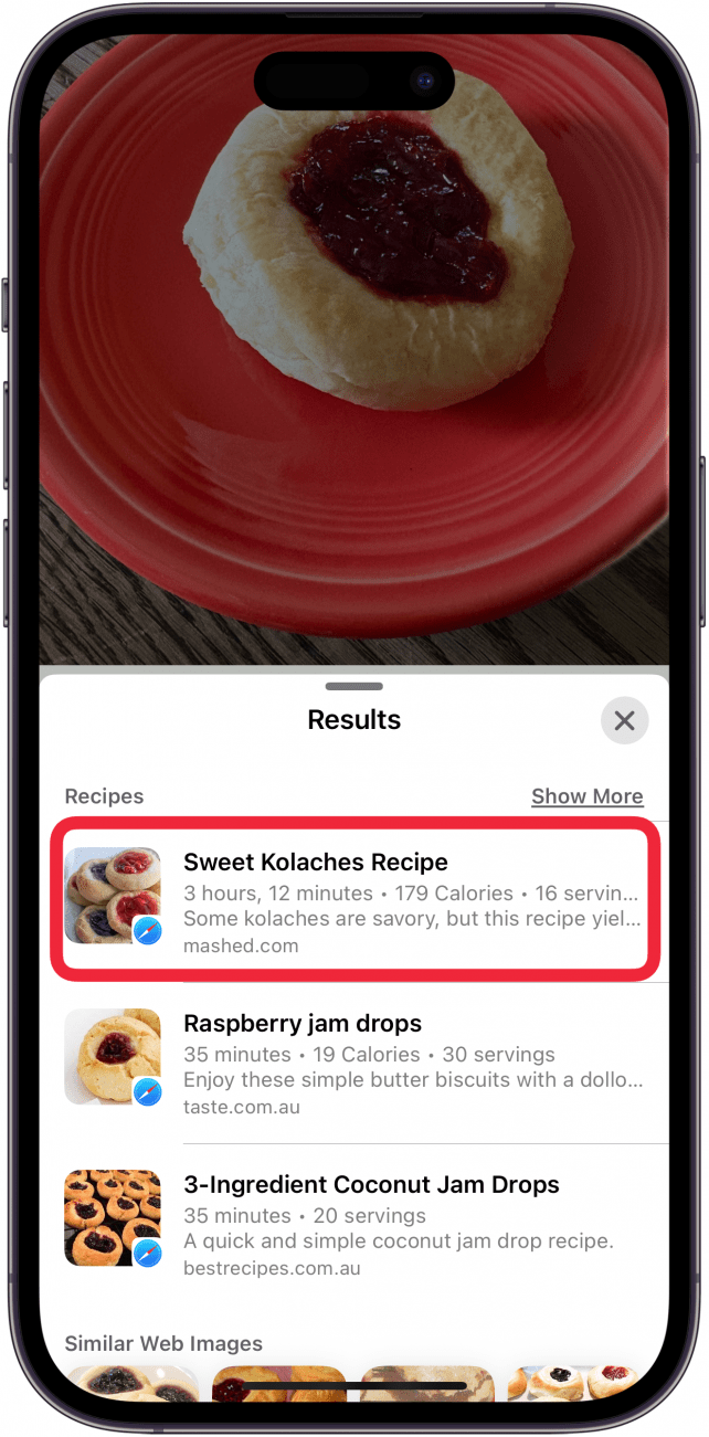 tap recipe under photo to use recipe mode iphone