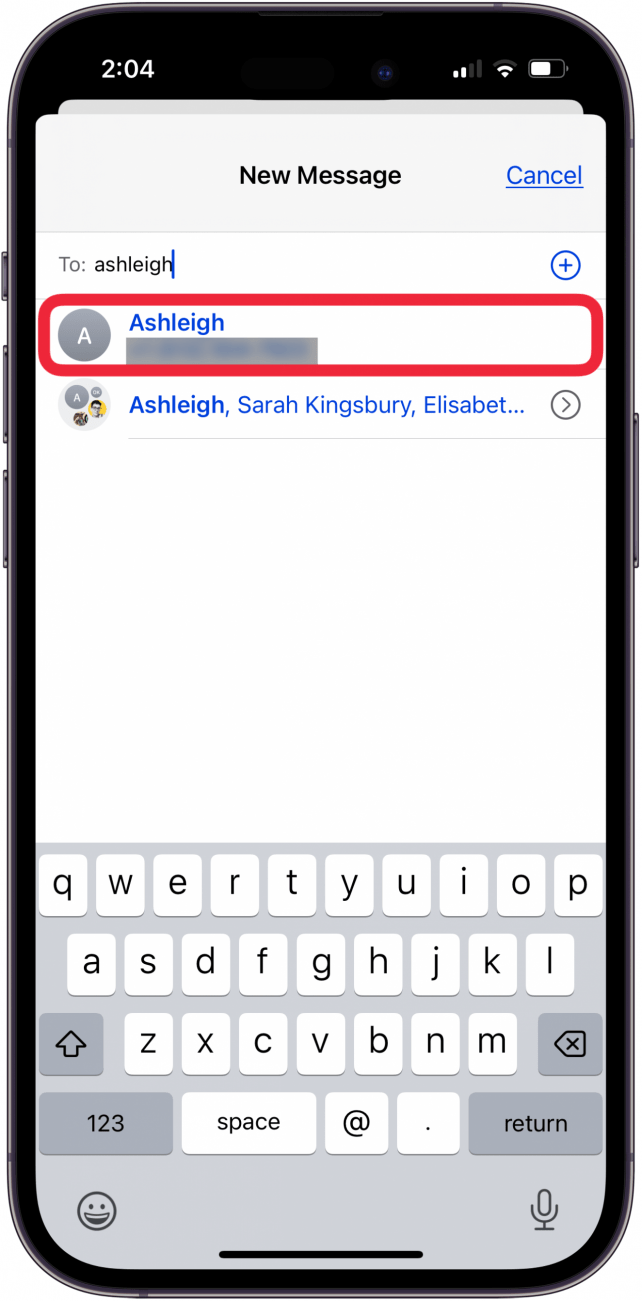 tap recipient for iphone text effect