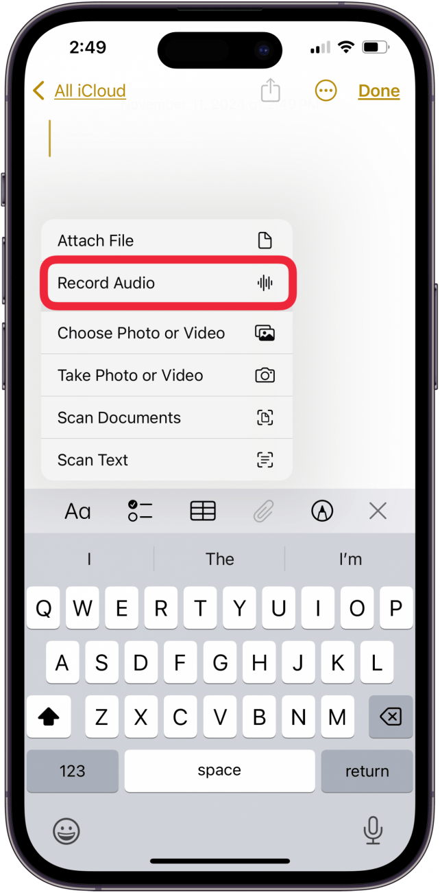 tap record audio