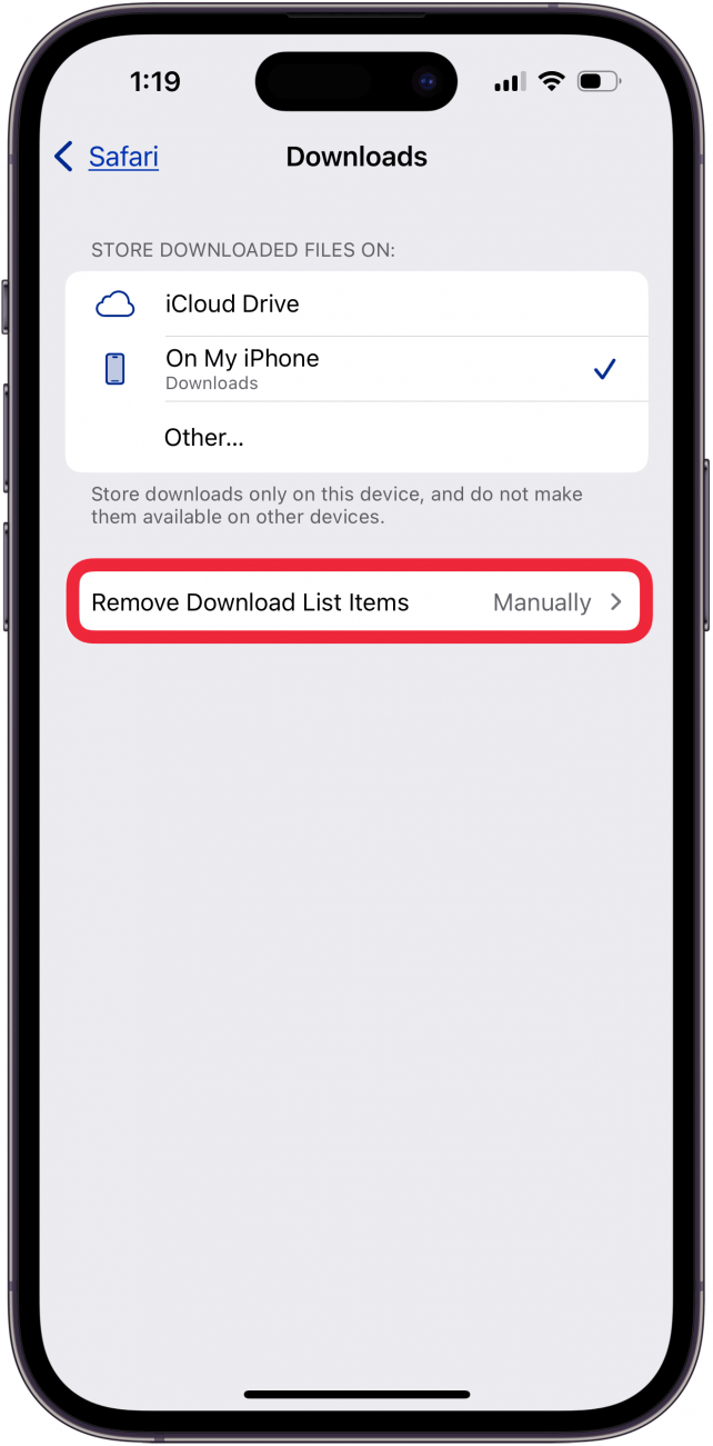 tap remove download list items