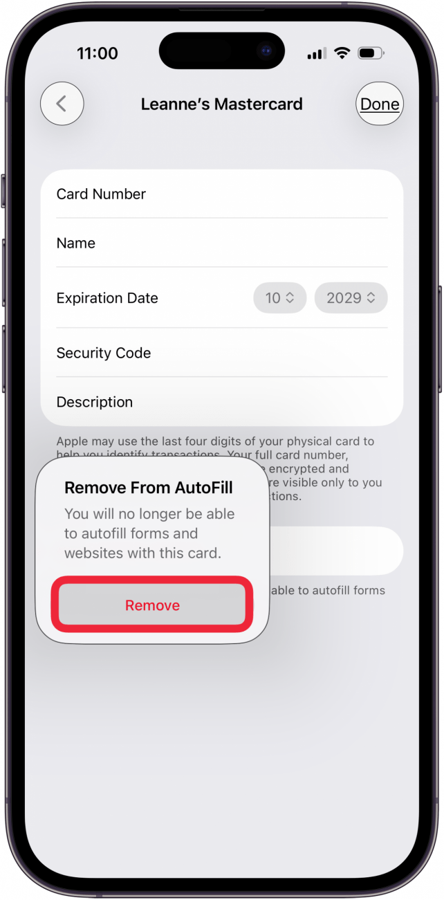 tap remove to confirm credit card delete tap remove to confirm credit card delete