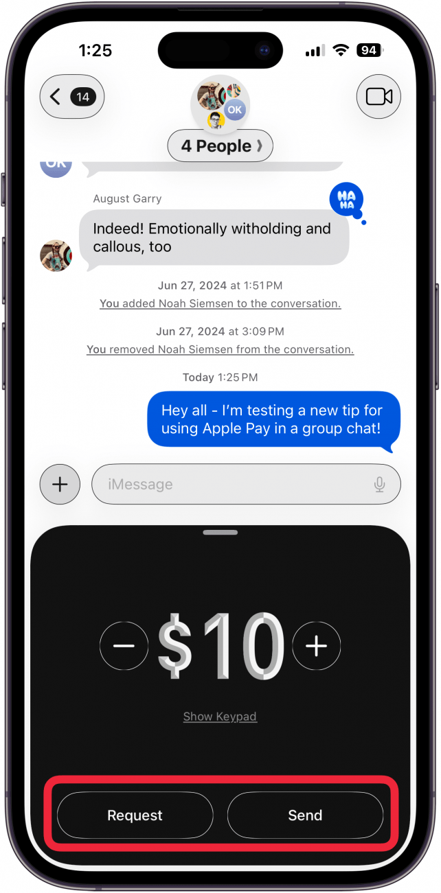tap request or send below apple cash amount