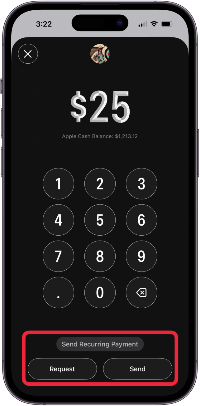 tap request send or send recurring payment