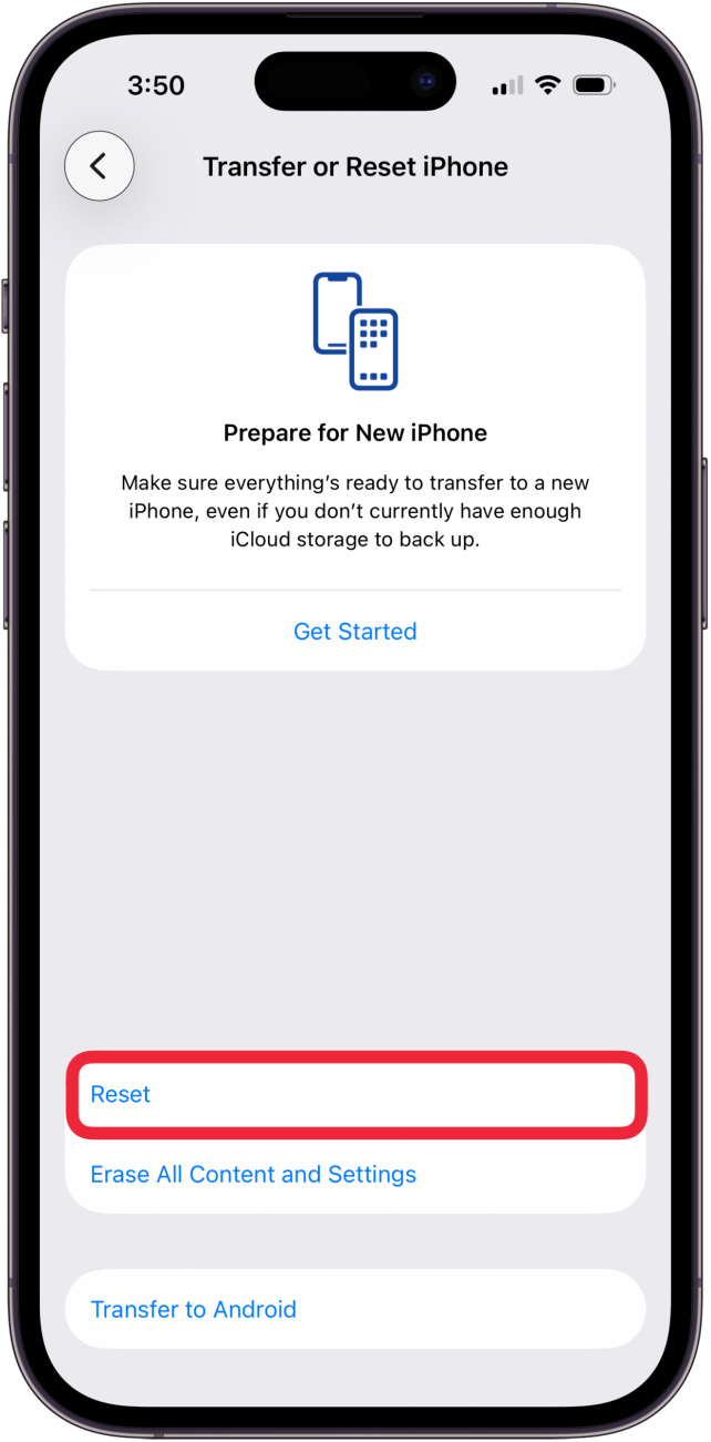 tap reset in transfer or reset iphone tap reset in transfer or reset iphone