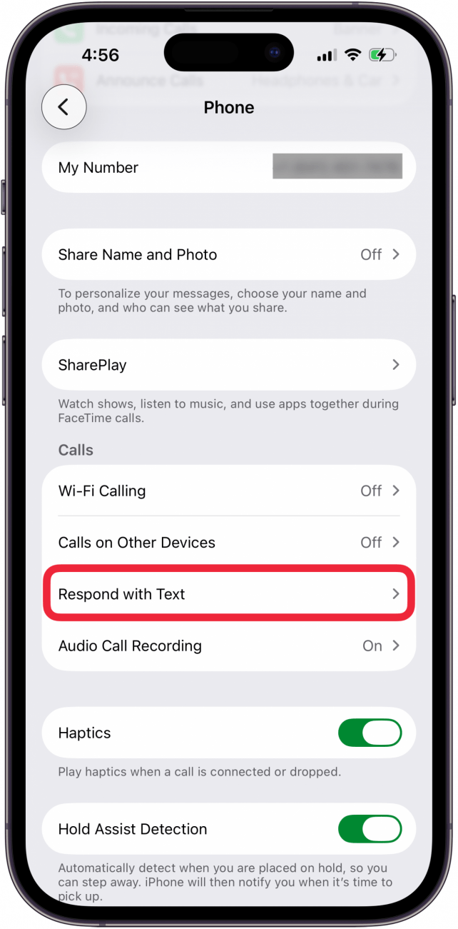 tap respond with text