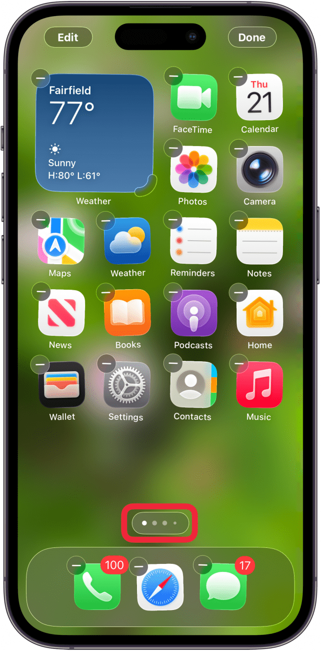 tap row of dots above dock on home screen tap row of dots above dock on home screen