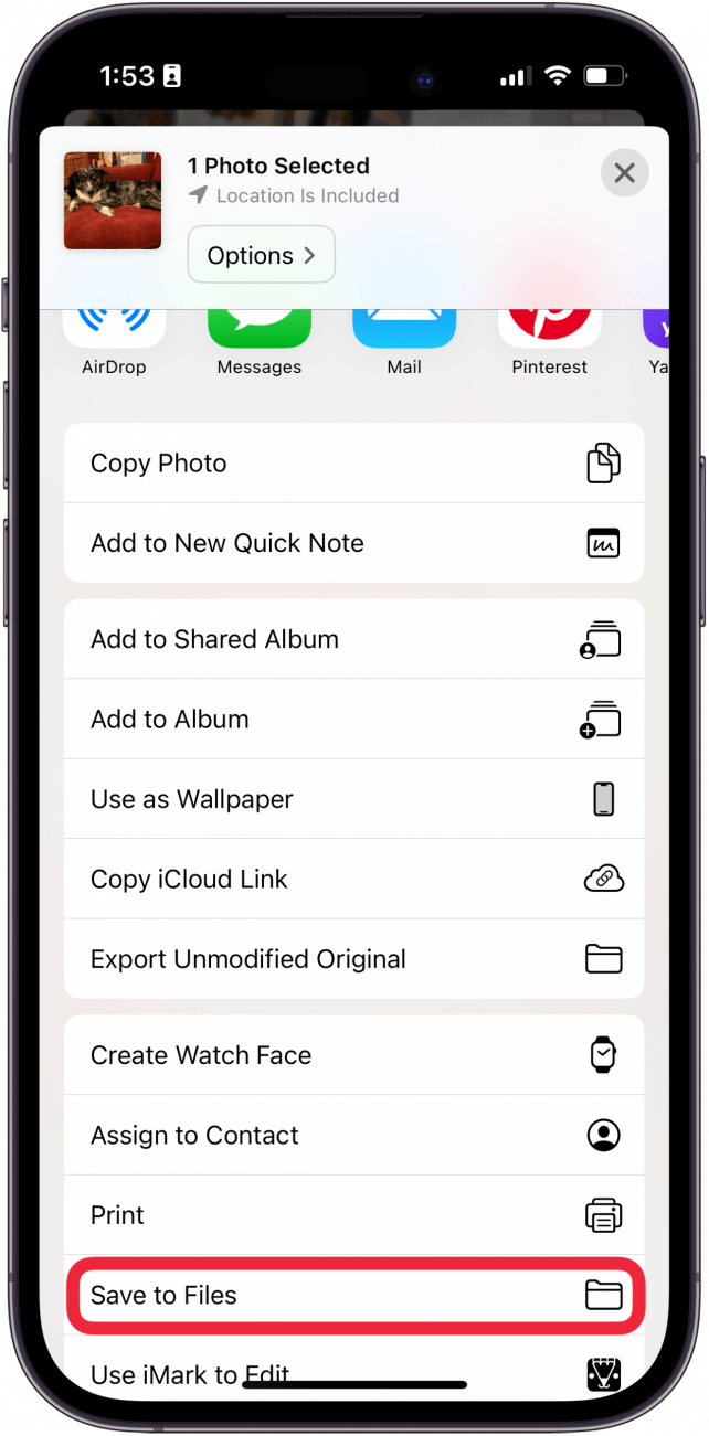 tap save to files to save picture as pdf iphone
